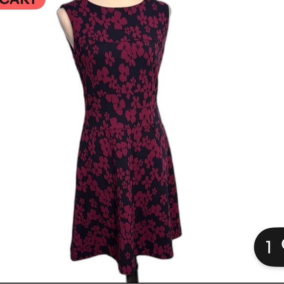 Tommy Hilfiger Dress 10 Purple Blue Floral Midi Dress Sleeveless Lined - Picture 11 of 11